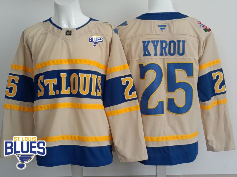 Men St.Louis Blues #25 Kyrou Cream 2025 Fanatics Home Premium NHL Jersey->st.louis blues->NHL Jersey